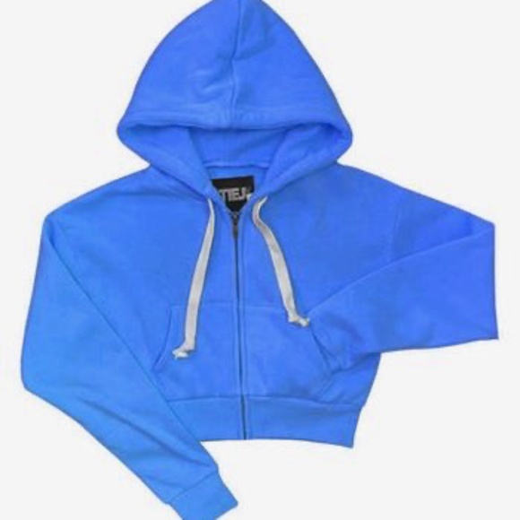 NWT Katie J Girls Dylan zip up hoodie in blue size medium